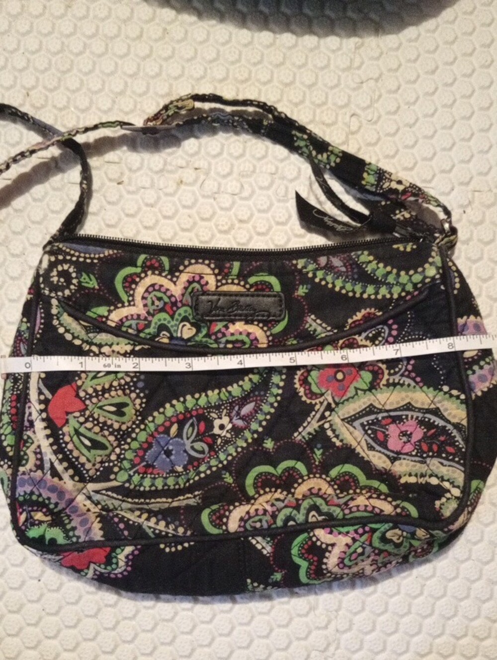 Vera Bradley Black Quilted Paisley Crossbody with Multicolor Accents#adjustable - Picture 7 of 9